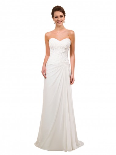 Soft Chiffon Sweetheart Chapel Train Sleeveless Wedding Gowns Toowoomba