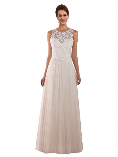 Tulle & Lace High Neck Chapel Train Sleeveless Boho Wedding Dress Toowoomba