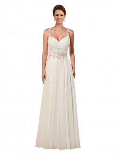 Keyhole Back Soft Chiffon Sweetheart Chapel Train Sleeveless Wedding Dress Toowoomba