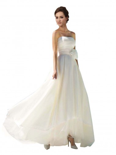 Soft Chiffon Strapless Long Sleeveless Wedding Dress Toowoomba