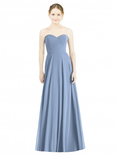 Dusty Blue Soft Chiffon Sweetheart Long Sleeveless Evening Dress / Bridesmaid Dress Toowoomba