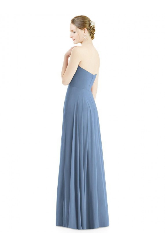 Dusty Blue Soft Chiffon Sweetheart Long Sleeveless Evening Dress / Bridesmaid Dress Toowoomba
