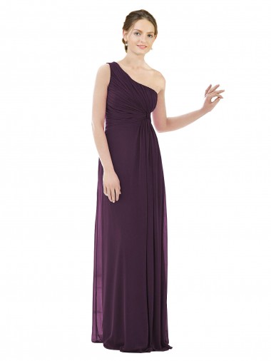 Grape Soft Chiffon One Shoulder Long Sleeveless Evening Dress / Bridesmaid Dress Toowoomba