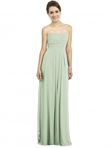 Sage Soft Chiffon Sweetheart Long Sleeveless Bridesmaid Dress Toowoomba