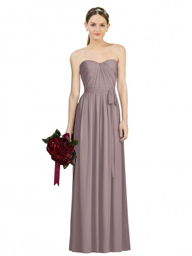 Dusty Rose Soft Chiffon Sweetheart Long Sleeveless Bridesmaid Dress Toowoomba