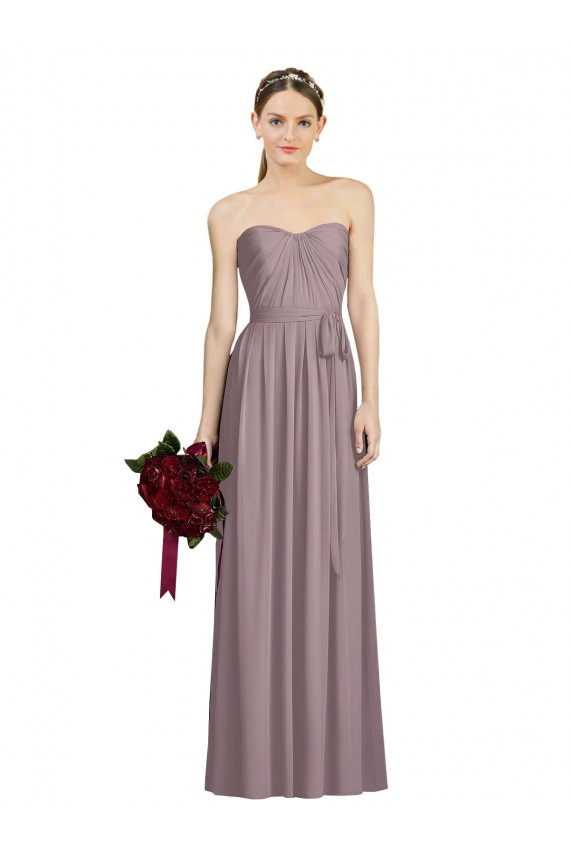 Dusty Rose Soft Chiffon Sweetheart Long Sleeveless Bridesmaid Dress Toowoomba