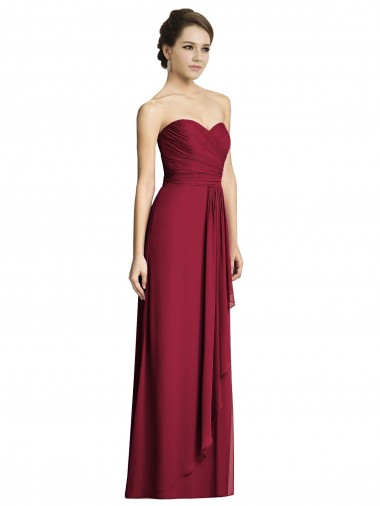 Burgundy Soft Chiffon Sweetheart Long Sleeveless Formal Dress / Bridesmaid Dress Toowoomba
