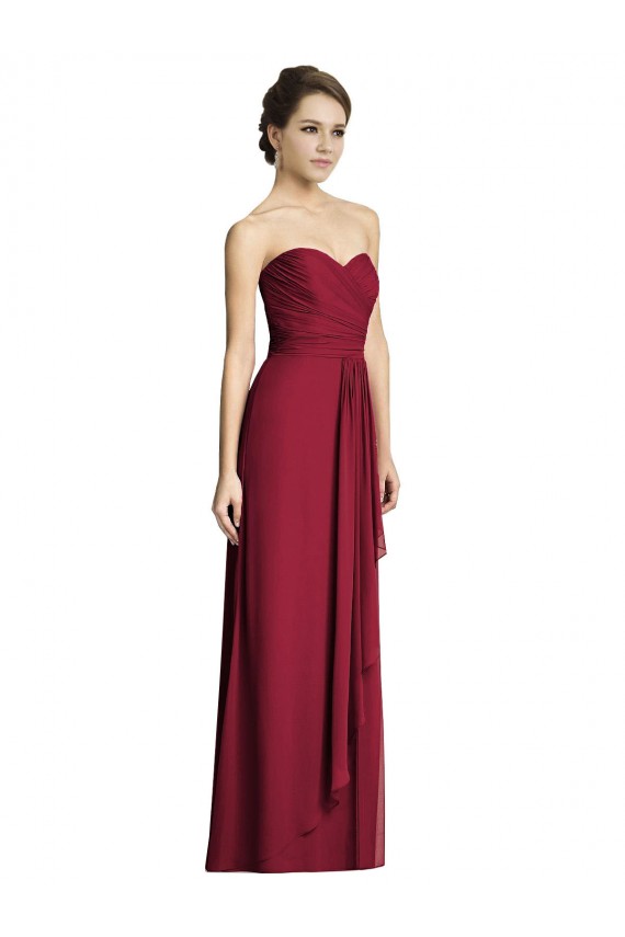 Burgundy Soft Chiffon Sweetheart Long Sleeveless Formal Dress / Bridesmaid Dress Toowoomba