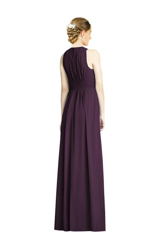 Grape Soft Chiffon V-Neck Long Sleeveless Bridesmaid Dress Toowoomba