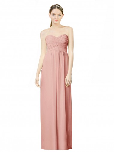 Bliss Pink Soft Chiffon Sweetheart Long Sleeveless Bridesmaid Dress Toowoomba