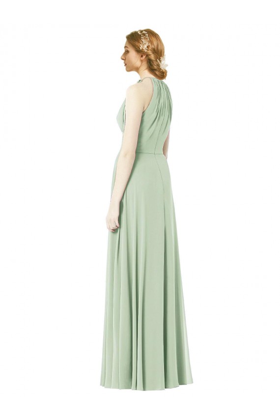 Emerald Green Soft Chiffon Halter Neck Long Sleeveless Bridesmaid Dress Toowoomba