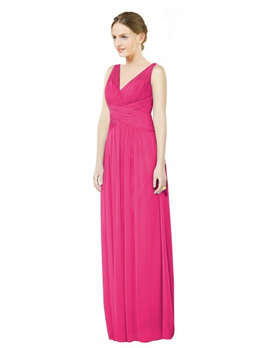 V-Back Azalea Soft Chiffon V-Neck Long Sleeveless Bridesmaid Dress Toowoomba