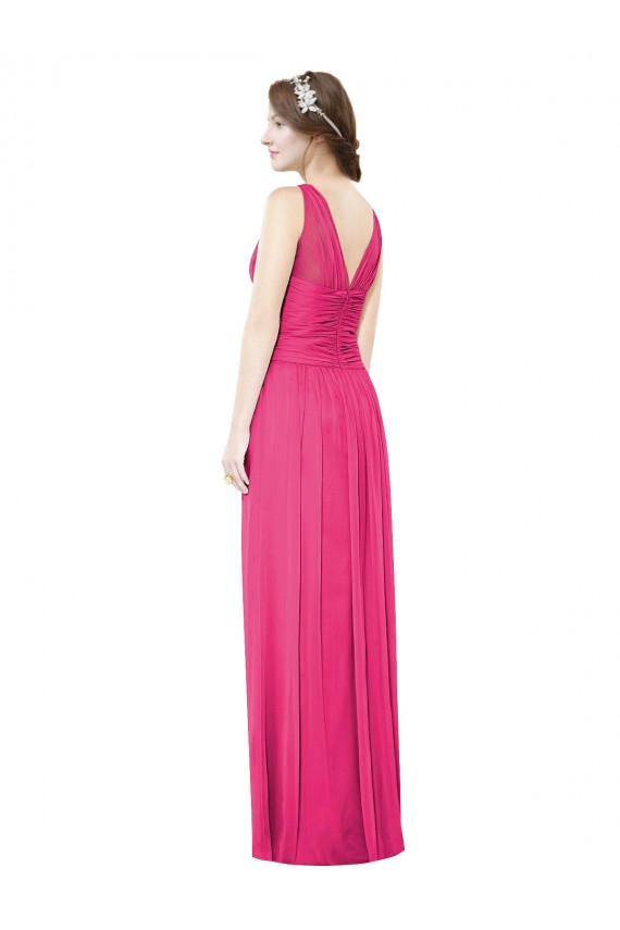 V-Back Azalea Soft Chiffon V-Neck Long Sleeveless Bridesmaid Dress Toowoomba