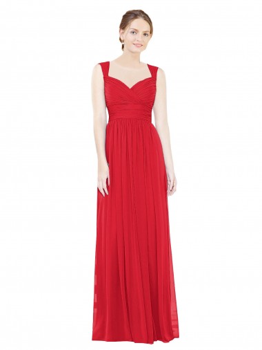 Red Chiffon Sweetheart Long Sleeveless Bridesmaid Dress / Evening Dress Toowoomba