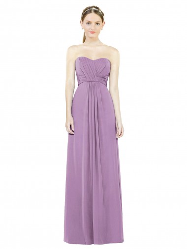 Dark Lavender Soft Chiffon Sweetheart Long Sleeveless Bridesmaid Dress Toowoomba