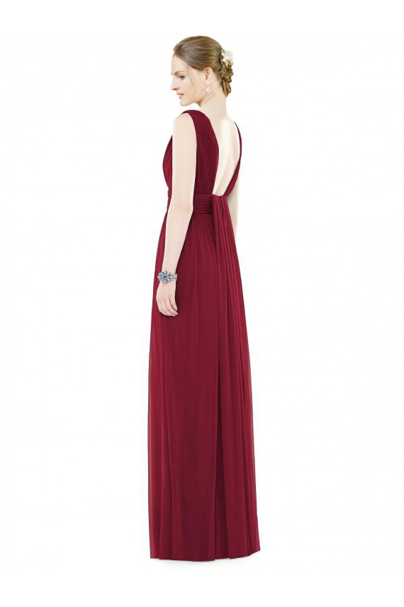Soft Chiffon V-Neck Long Sleeveless Bridesmaid Gowns Toowoomba