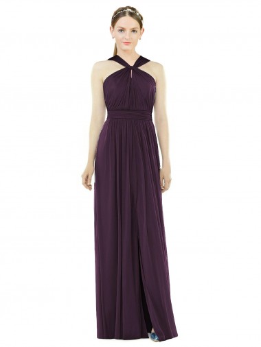 V-Back Soft Chiffon Halter Neck Long Sleeveless Semi Formal Evening Dress / Bridesmaid Dress Toowoomba