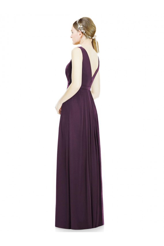Grape Chiffon V-Neck Long Sleeveless Bridesmaid Dress / Evening Dress Toowoomba