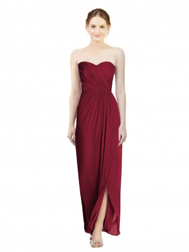 Sheath Soft Chiffon Sweetheart Long Sleeveless Bridesmaid Dress Toowoomba
