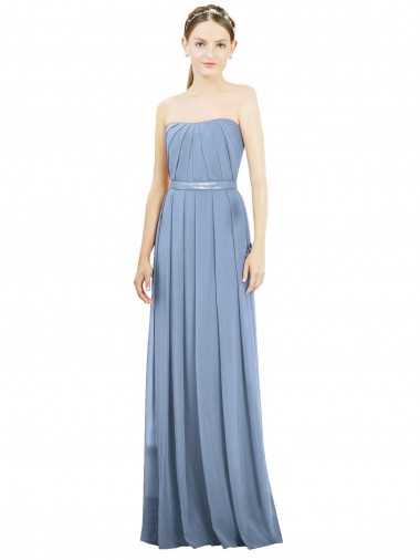 A-Line Soft Chiffon Strapless Long Sleeveless Bridesmaid Dress Toowoomba