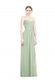 Open Back Sage Soft Chiffon Sweetheart Long Sleeveless Bridesmaid Dress Toowoomba