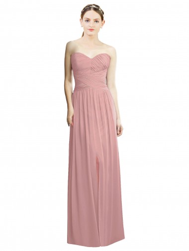 Dusty Pink Chiffon Sweetheart Long Sleeveless Bridesmaid Dress / Evening Dress Toowoomba