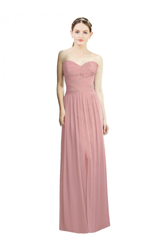 Dusty Pink Chiffon Sweetheart Long Sleeveless Bridesmaid Dress / Evening Dress Toowoomba