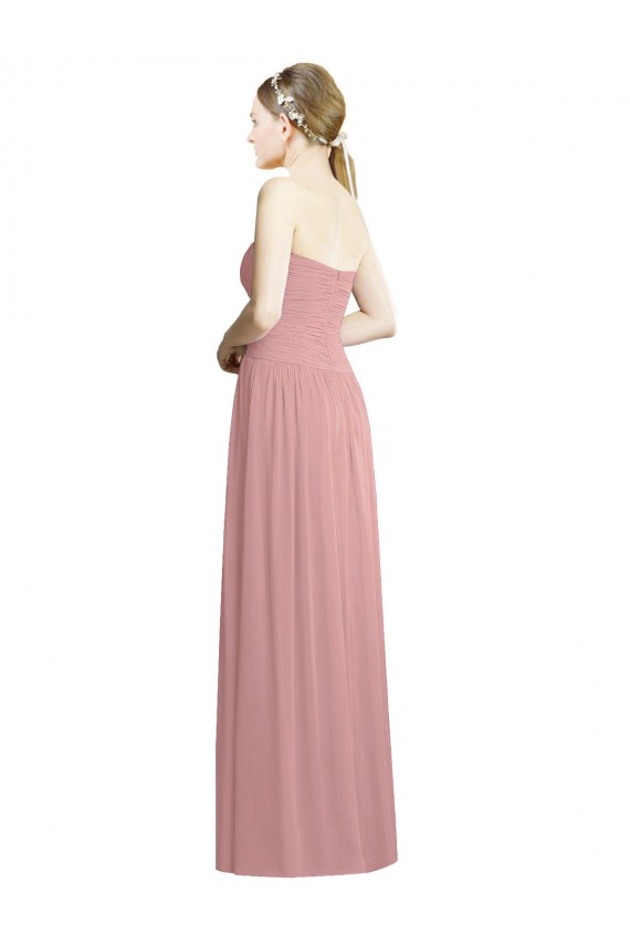 Dusty Pink Chiffon Sweetheart Long Sleeveless Bridesmaid Dress / Evening Dress Toowoomba