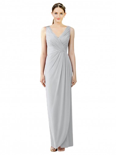 V-Back Frost Chiffon V-Neck Long Sleeveless Bridesmaid Dress / Evening Dress Toowoomba
