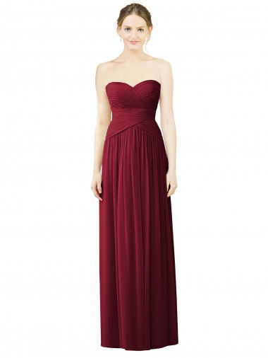 Burgundy Soft Chiffon Sweetheart Long Sleeveless Evening Dress / Bridesmaid Dress Toowoomba