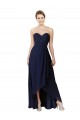 Dark Navy Soft Chiffon Sweetheart Long Sleeveless High Low Bridesmaid Dress Toowoomba