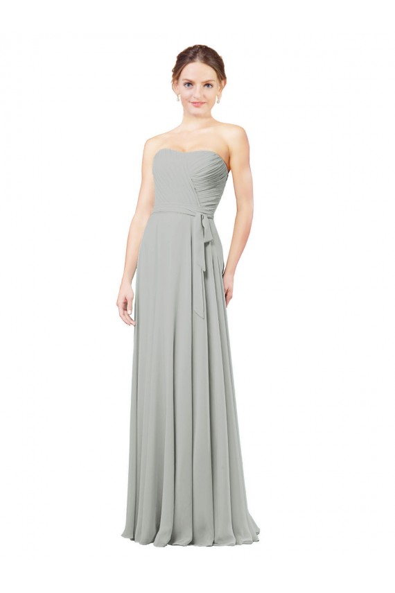Silver Soft Chiffon Sweetheart Long Sleeveless Bridesmaid Dresses Toowoomba
