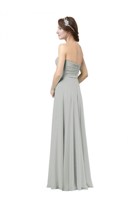 Silver Soft Chiffon Sweetheart Long Sleeveless Bridesmaid Dresses Toowoomba