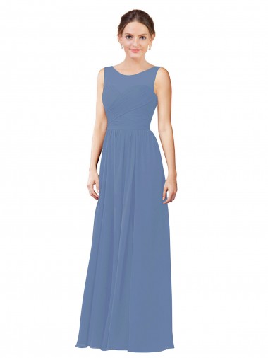 Soft Chiffon Illusion Neck Long Sleeveless Bridesmaid Dress Toowoomba
