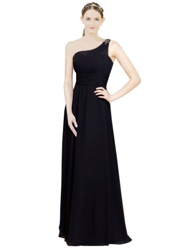 Chiffon One Shoulder Long Sleeveless Bridesmaid Dresses Toowoomba