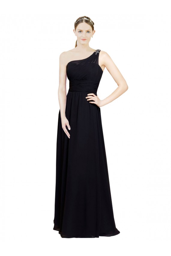 Chiffon One Shoulder Long Sleeveless Bridesmaid Dresses Toowoomba