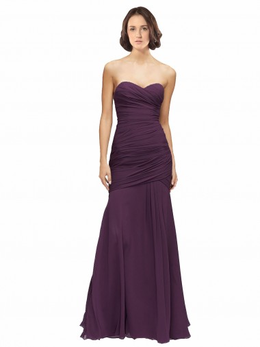 Grape Soft Chiffon Sweetheart Long Sleeveless Bridesmaid Dress Toowoomba