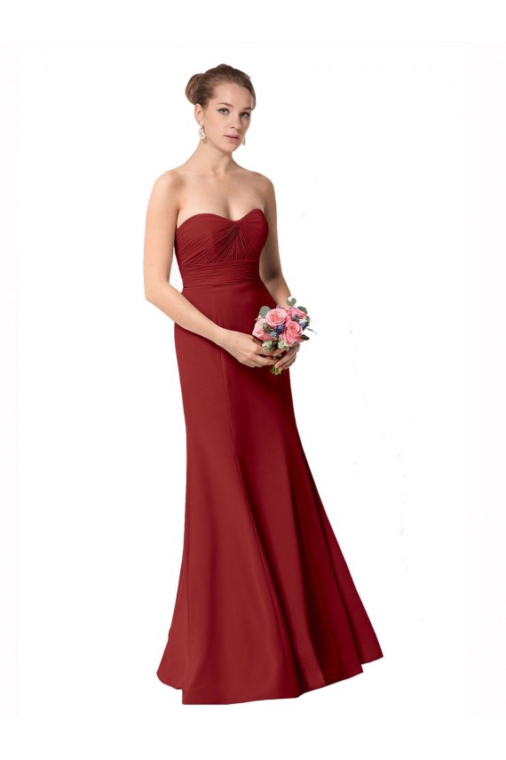 Burgundy Soft Chiffon Sweetheart Long Sleeveless Bridesmaid Dress Toowoomba