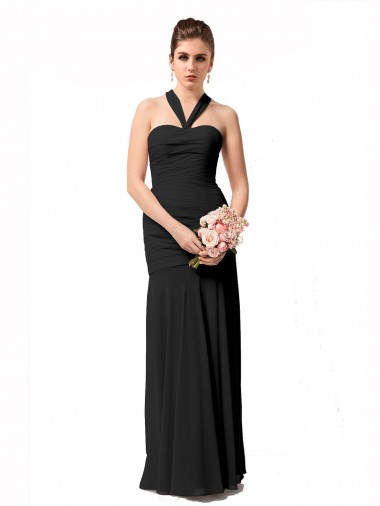 Black Chiffon Halter Neck Long Sleeveless Bridesmaid Dress / Evening Dress Toowoomba