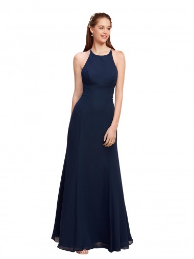 Soft Chiffon Halter Neck Long Sleeveless Prom Dress / Bridesmaid Dress Toowoomba