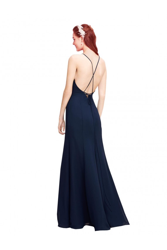 Soft Chiffon Halter Neck Long Sleeveless Prom Dress / Bridesmaid Dress Toowoomba