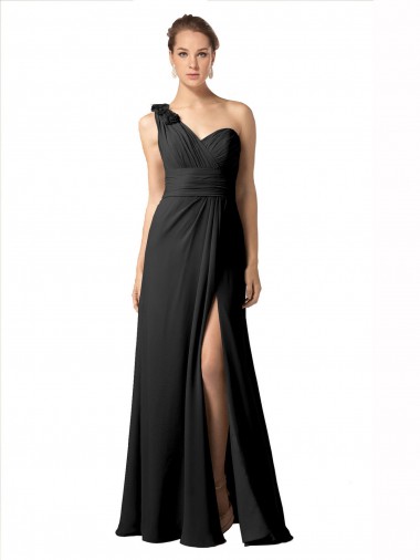 Soft Chiffon One Shoulder Long Sleeveless Bridesmaid Dress / Formal Dress Toowoomba