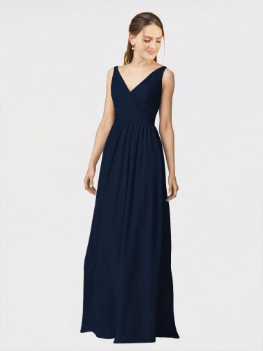 Chiffon V-Neck Long Sleeveless Bridesmaid Dresses / Formal Dresses Toowoomba