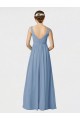 Dusty Blue Soft Chiffon Spaghetti Straps Long Sleeveless Bridesmaid Gown Toowoomba