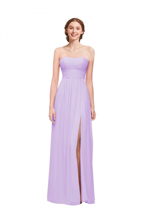 Lilac Soft Chiffon Sweetheart Long Sleeveless Evening Dress / Bridesmaid Dress Toowoomba