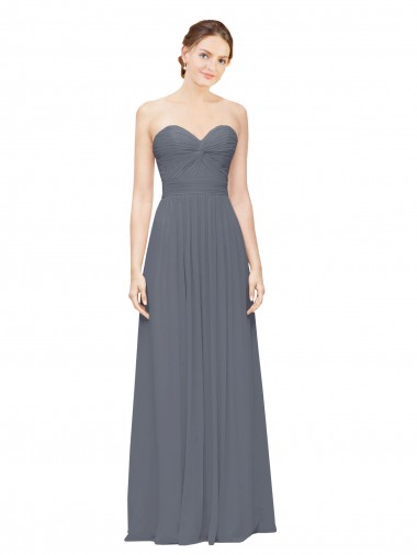 Slate Grey Soft Chiffon Sweetheart Long Sleeveless Bridesmaid Dress Toowoomba