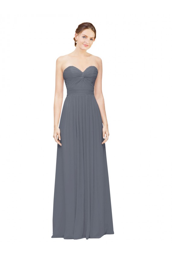 Slate Grey Soft Chiffon Sweetheart Long Sleeveless Bridesmaid Dress Toowoomba