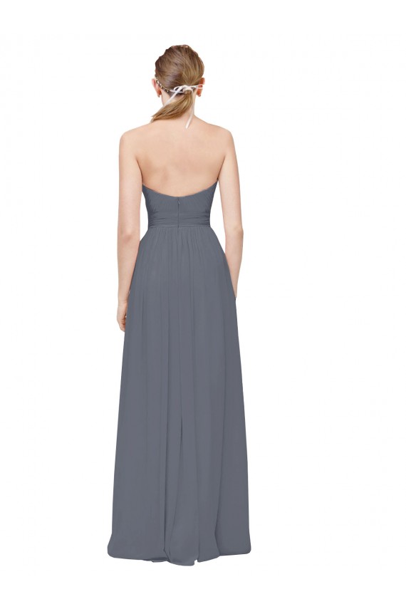 Slate Grey Soft Chiffon Sweetheart Long Sleeveless Bridesmaid Dress Toowoomba