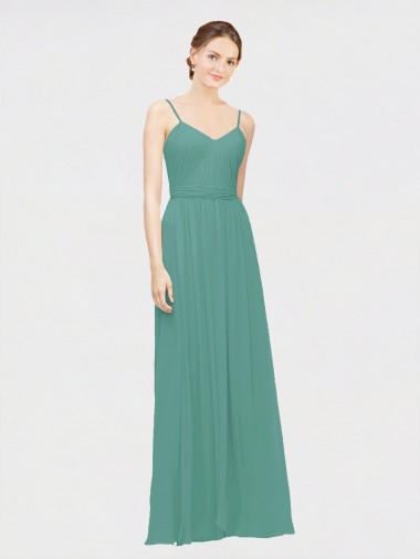 Icelandic Silver Chiffon Spaghetti Straps Long Sleeveless Bridesmaid Dress / Evening Dress Toowoomba