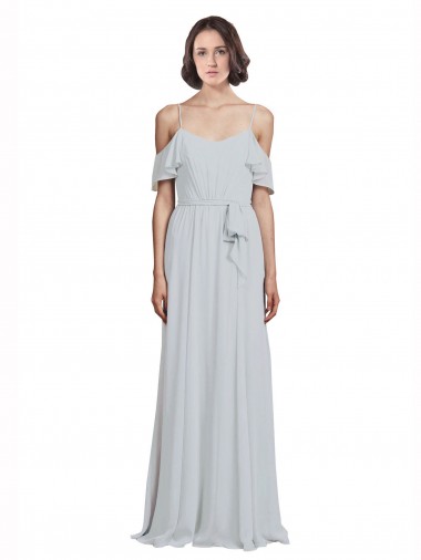 Frost Soft Chiffon Off the Shoulder Long Sleeveless Formal Dress / Bridesmaid Dress Toowoomba